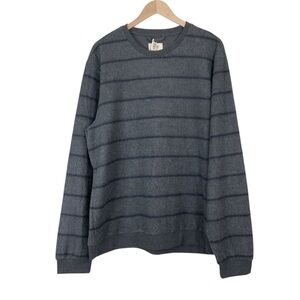 Marine Layer Fleece Out Crew Sweatshirt Heather Grey/Navy Stripe Size XL